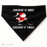 Funny Santa Clause Christmas Ice Hockey For Boys Great Gift USA-Made Doggie Bandana thumb 0