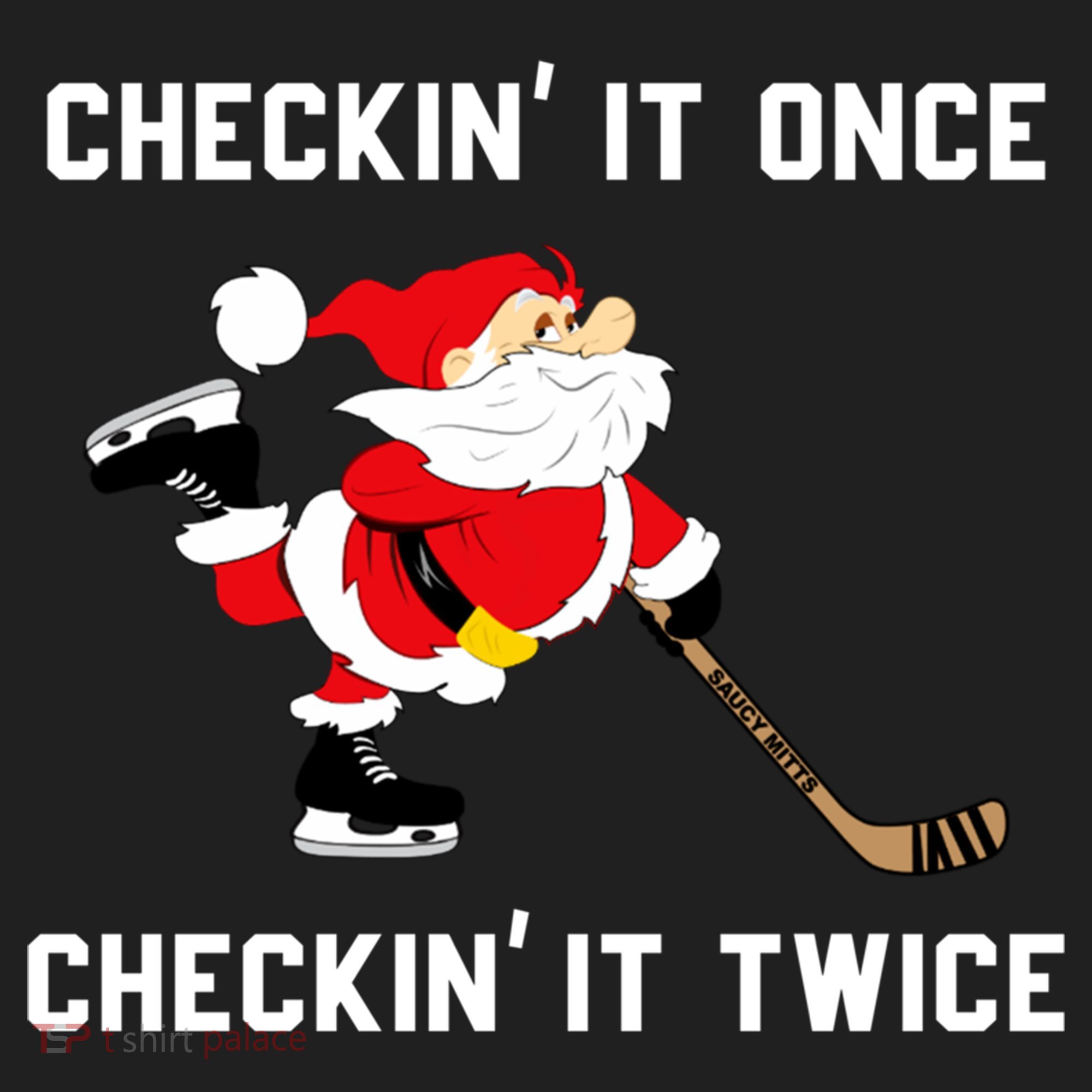 Funny Santa Clause Christmas Ice Hockey For Boys Great Gift Beanie