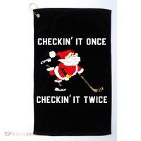 Funny Santa Clause Christmas Ice Hockey For Boys Great Gift Golf Towel thumb 0