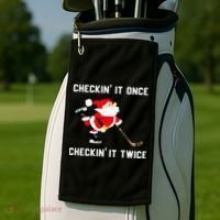 Funny Santa Clause Christmas Ice Hockey For Boys Great Gift Golf Towel thumb 2
