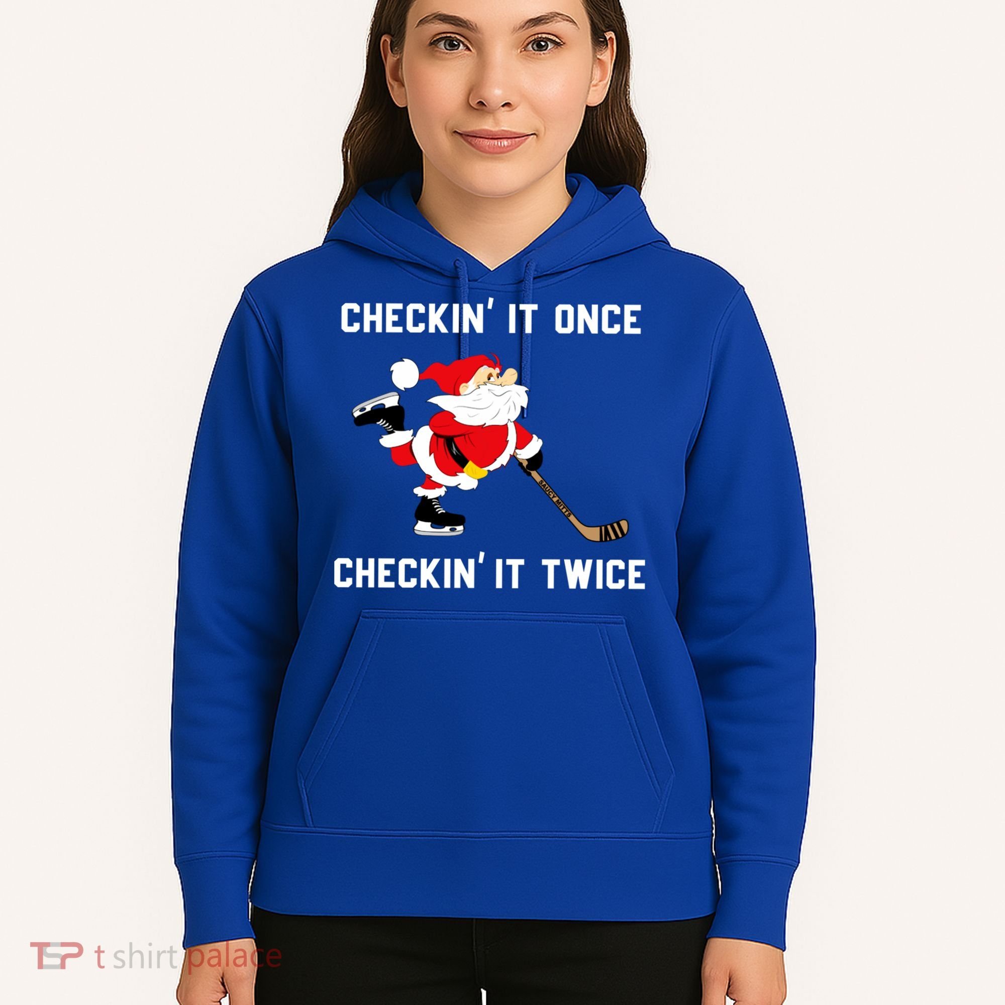 Funny Santa Clause Christmas Ice Hockey For Boys Great Gift Hoodie