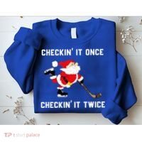 Funny Santa Clause Christmas Ice Hockey For Boys Great Gift Sweatshirt thumb 2