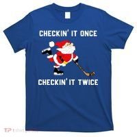 Funny Santa Clause Christmas Ice Hockey For Boys Great Gift T-Shirt thumb 0