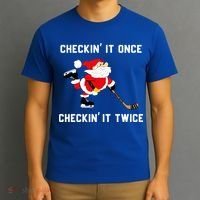 Funny Santa Clause Christmas Ice Hockey For Boys Great Gift T-Shirt thumb 3