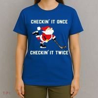 Funny Santa Clause Christmas Ice Hockey For Boys Great Gift T-Shirt thumb 4