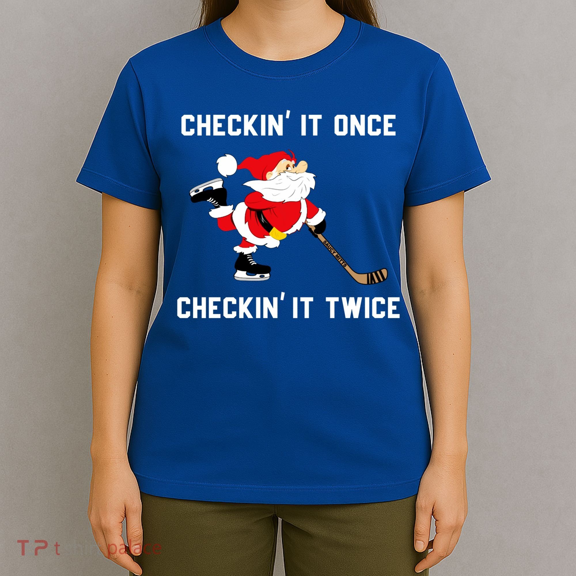 Funny Santa Clause Christmas Ice Hockey For Boys Great Gift T-Shirt