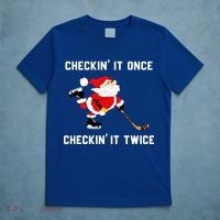 Funny Santa Clause Christmas Ice Hockey For Boys Great Gift T-Shirt thumb 5