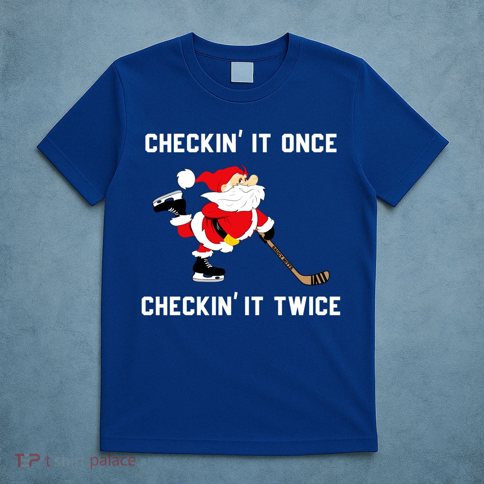 Funny Santa Clause Christmas Ice Hockey For Boys Great Gift T-Shirt