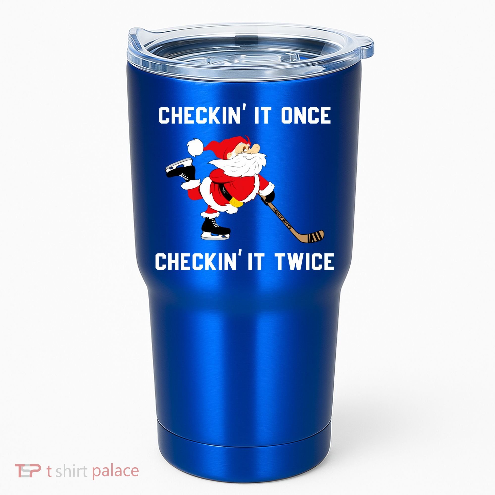 Funny Santa Clause Christmas Ice Hockey For Boys Great Gift Tumbler
