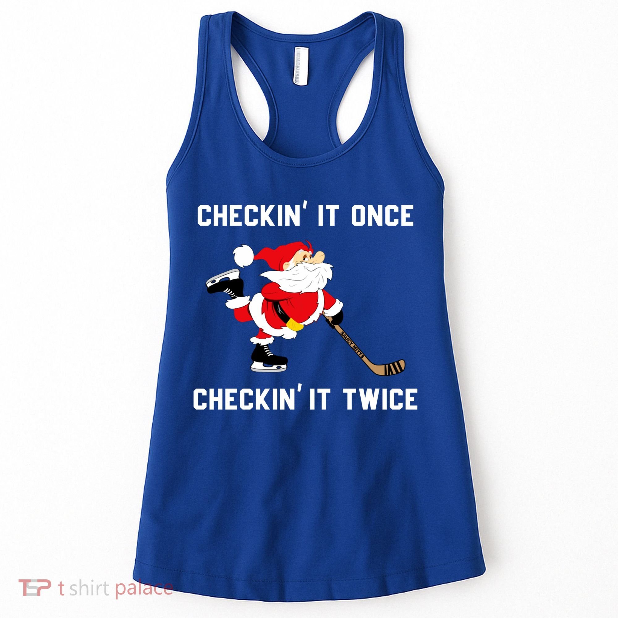 Funny Santa Clause Christmas Ice Hockey For Boys Great Gift Women's Tank Top
