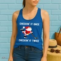 Funny Santa Clause Christmas Ice Hockey For Boys Great Gift Women's Tank Top thumb 2