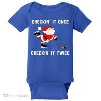 Funny Santa Clause Christmas Ice Hockey For Boys Great Gift Baby Bodysuit thumb 0