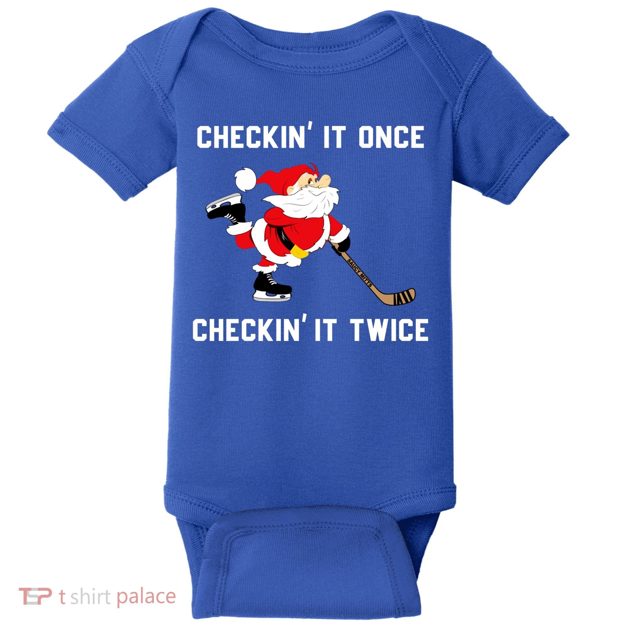Funny Santa Clause Christmas Ice Hockey For Boys Great Gift Baby Bodysuit