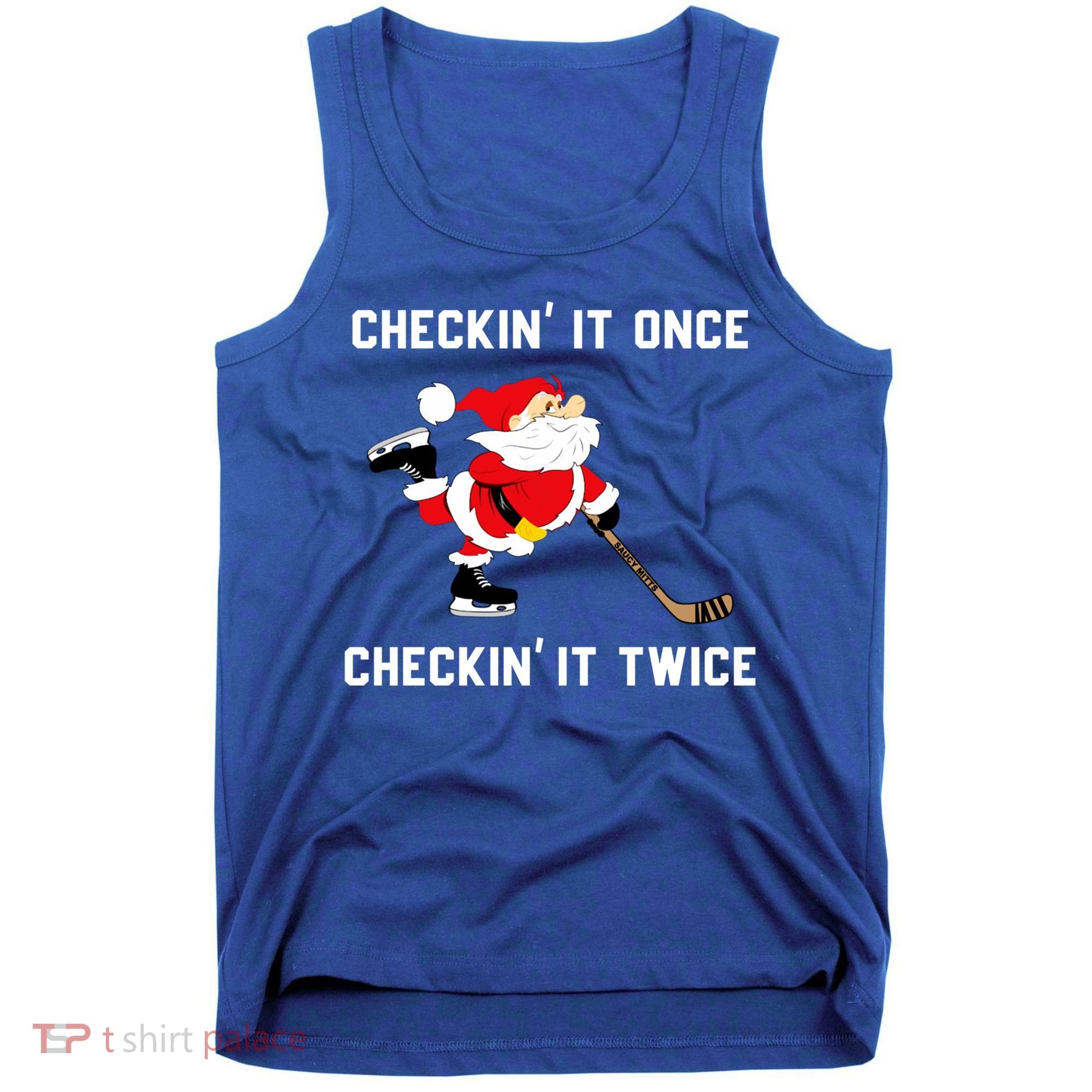 Funny Santa Clause Christmas Ice Hockey For Boys Great Gift Tank Top