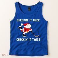 Funny Santa Clause Christmas Ice Hockey For Boys Great Gift Tank Top thumb 2