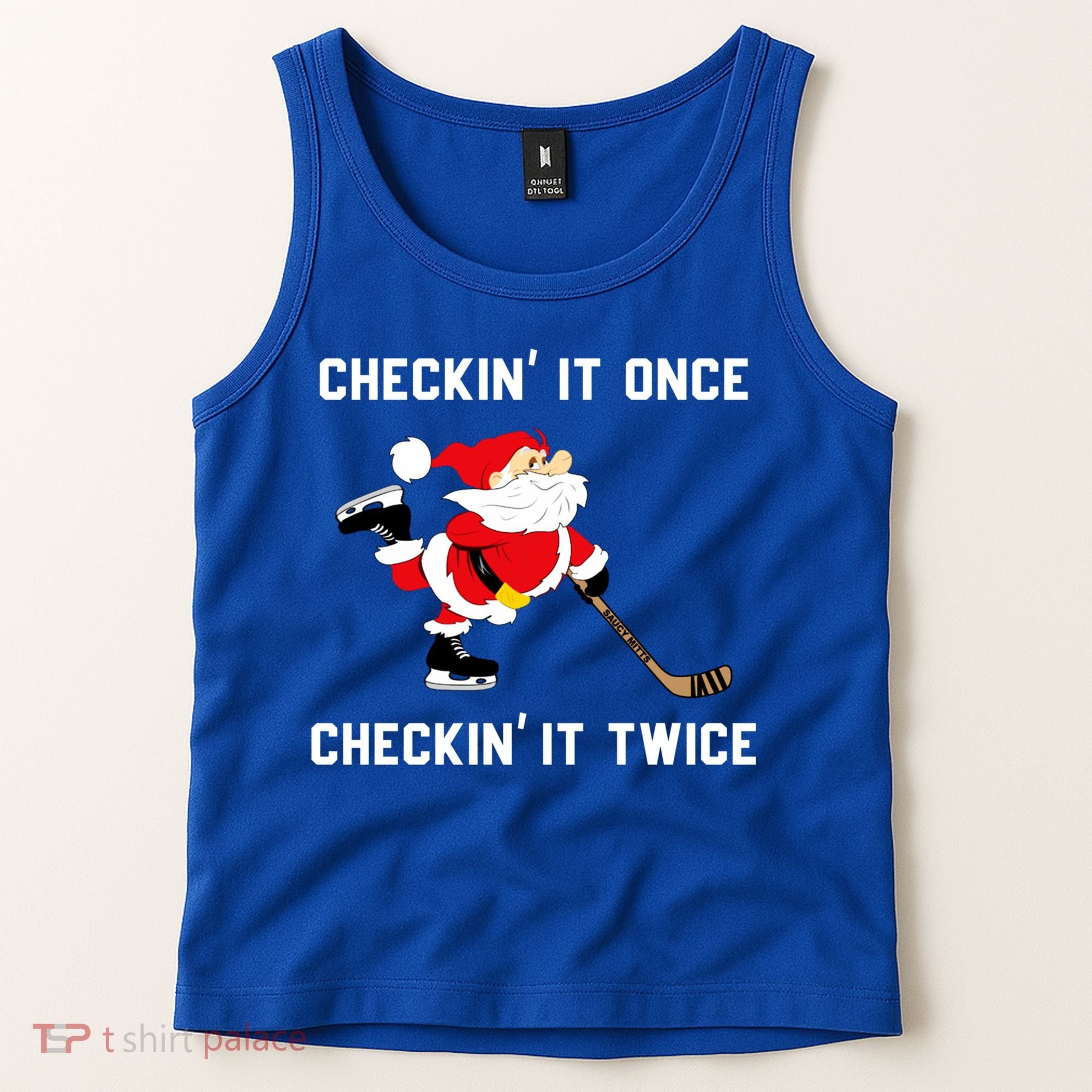Funny Santa Clause Christmas Ice Hockey For Boys Great Gift Tank Top