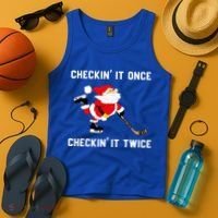 Funny Santa Clause Christmas Ice Hockey For Boys Great Gift Tank Top thumb 4