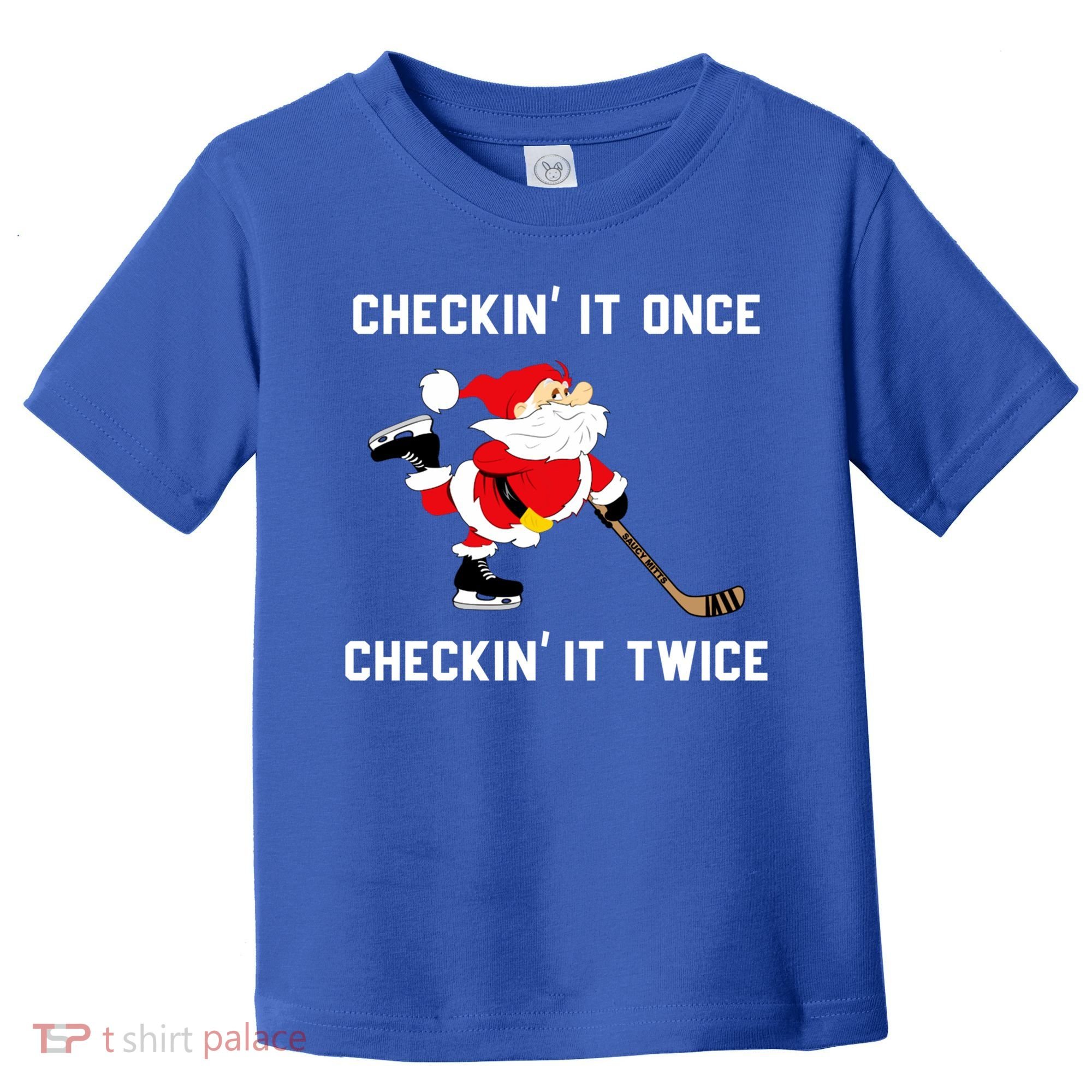 Funny Santa Clause Christmas Ice Hockey For Boys Great Gift Toddler T-Shirt