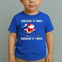 Funny Santa Clause Christmas Ice Hockey For Boys Great Gift Toddler T-Shirt thumb 2