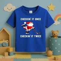 Funny Santa Clause Christmas Ice Hockey For Boys Great Gift Toddler T-Shirt thumb 3