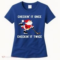 Funny Santa Clause Christmas Ice Hockey For Boys Great Gift Women's T-Shirt thumb 0