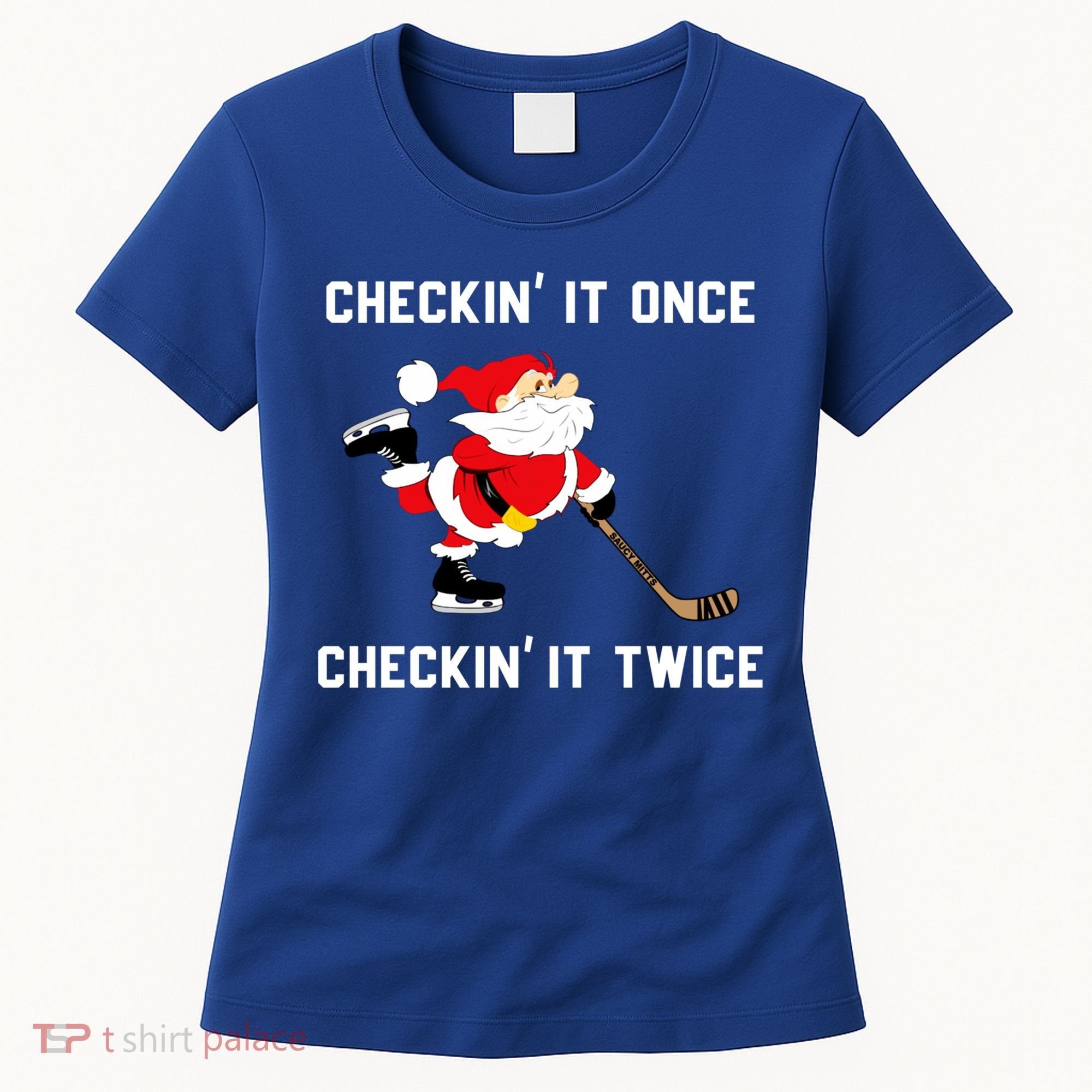 Funny Santa Clause Christmas Ice Hockey For Boys Great Gift Women's T-Shirt