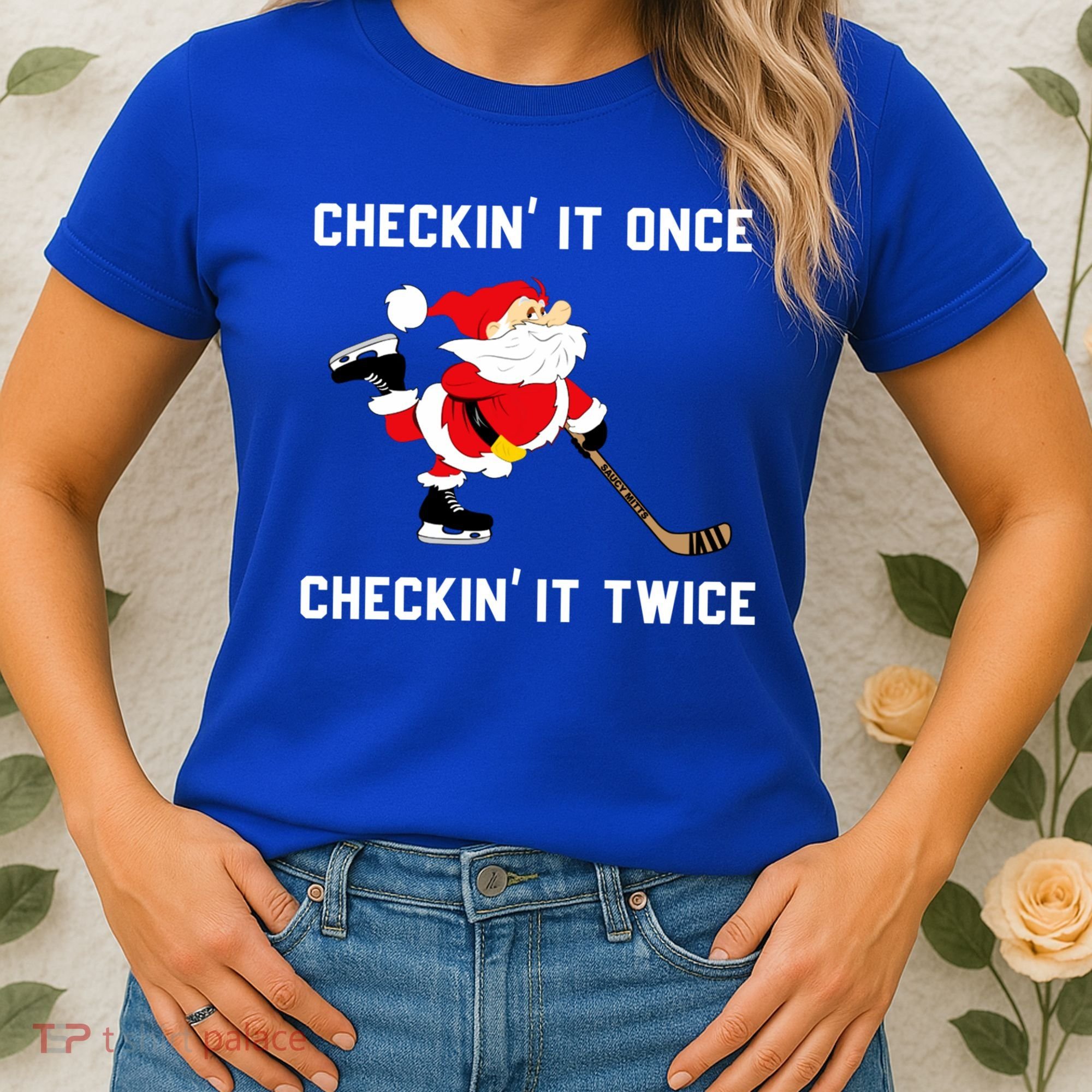 Funny Santa Clause Christmas Ice Hockey For Boys Great Gift Women's T-Shirt