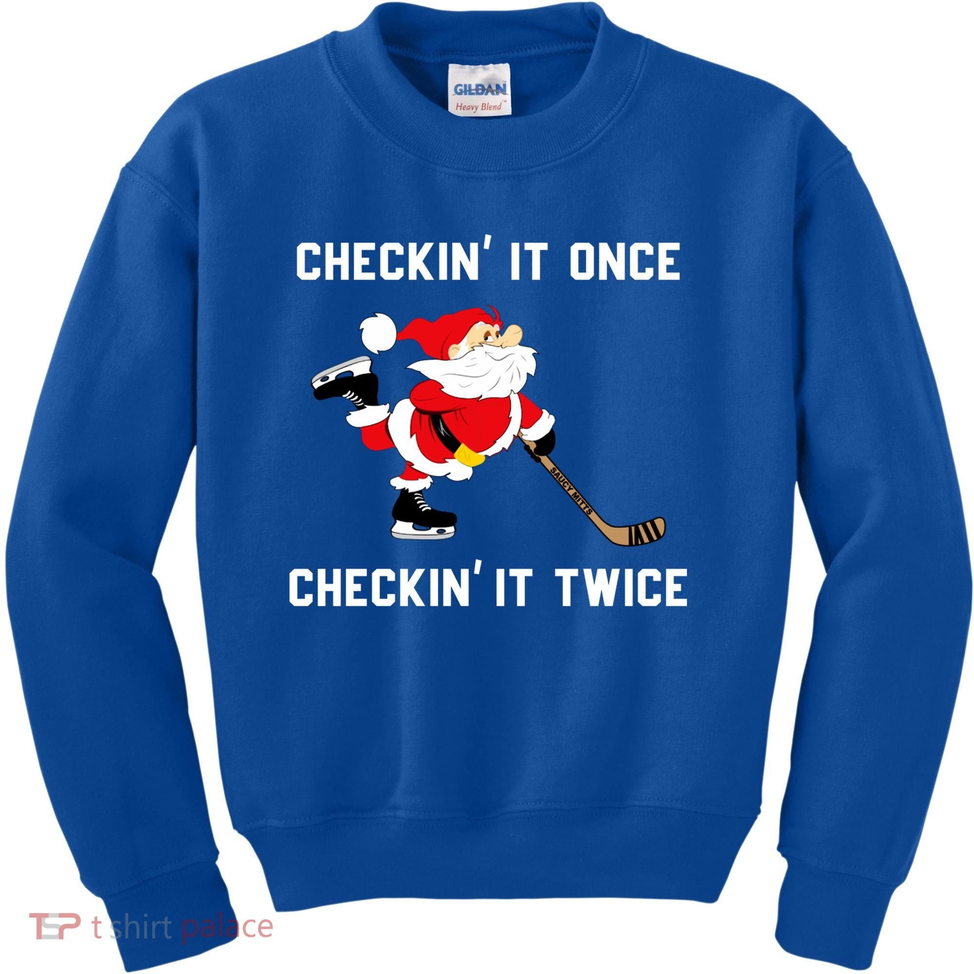 Funny Santa Clause Christmas Ice Hockey For Boys Great Gift Kids Sweatshirt