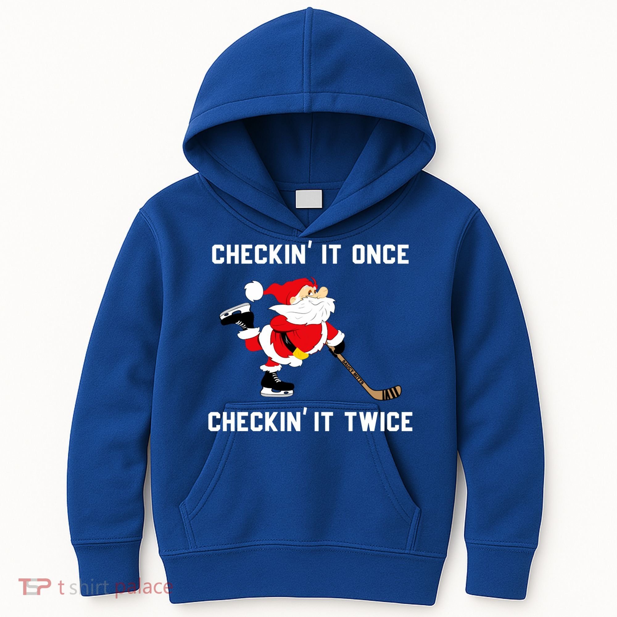 Funny Santa Clause Christmas Ice Hockey For Boys Great Gift Kids Hoodie