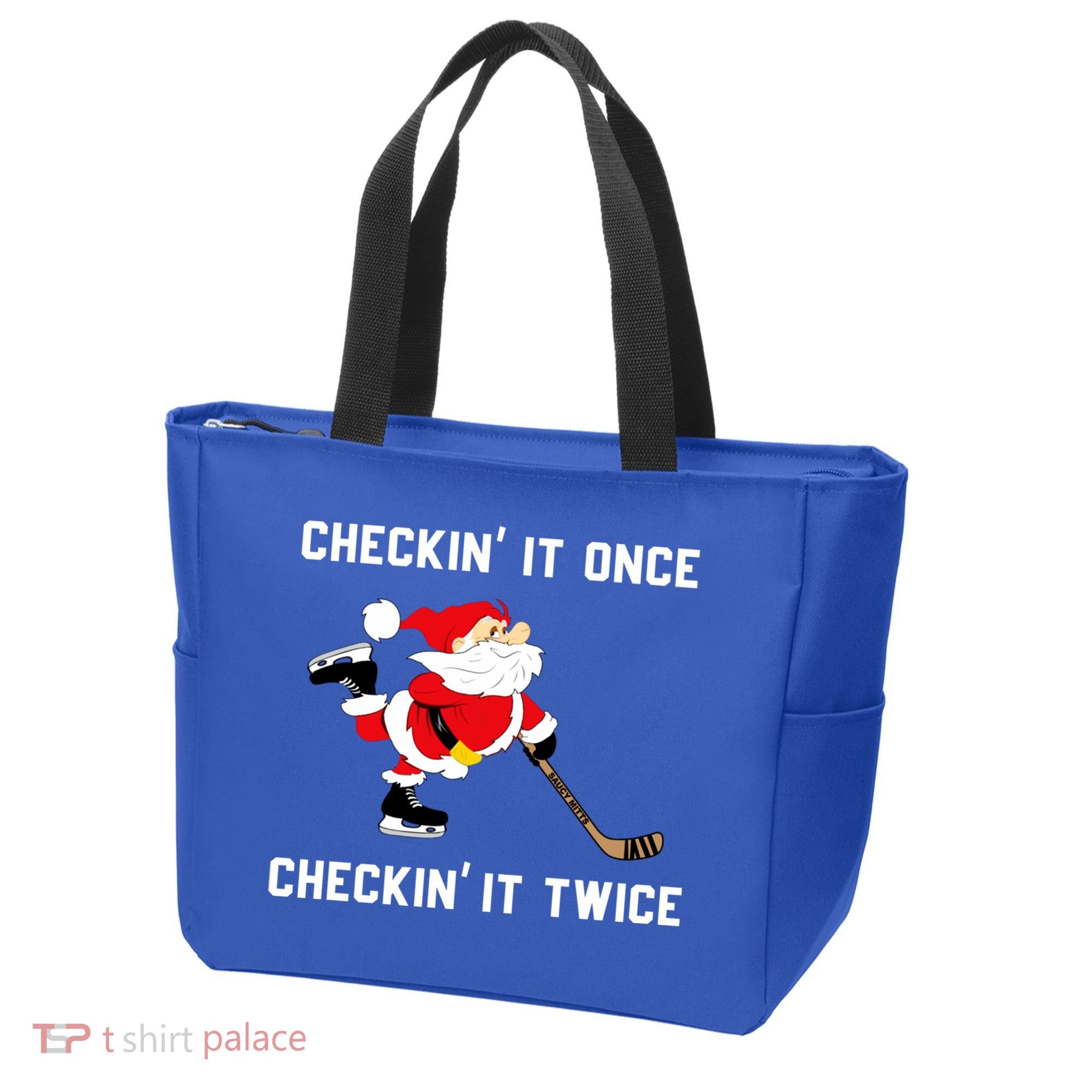 Funny Santa Clause Christmas Ice Hockey For Boys Great Gift Tote Bag
