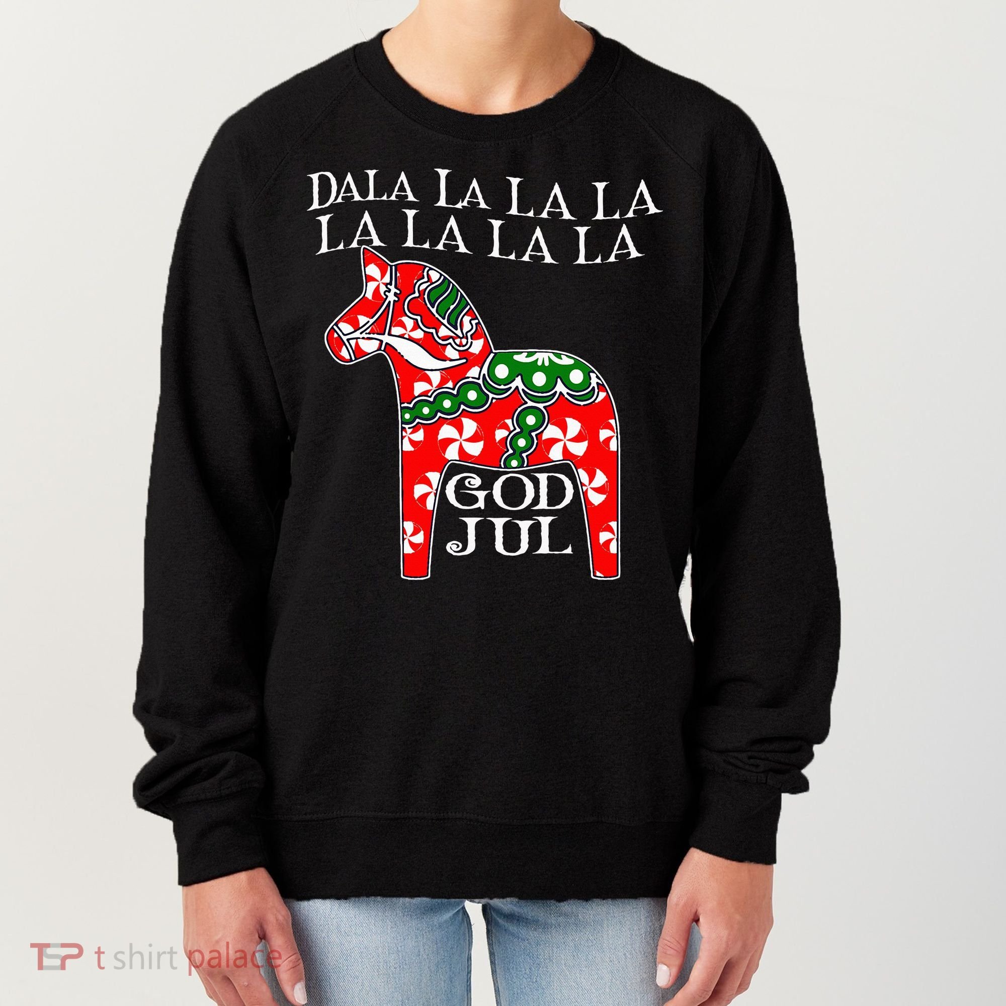 Funny Swedish Christmas God Jul Dala Horse Dalahost Women's Sweatshirt