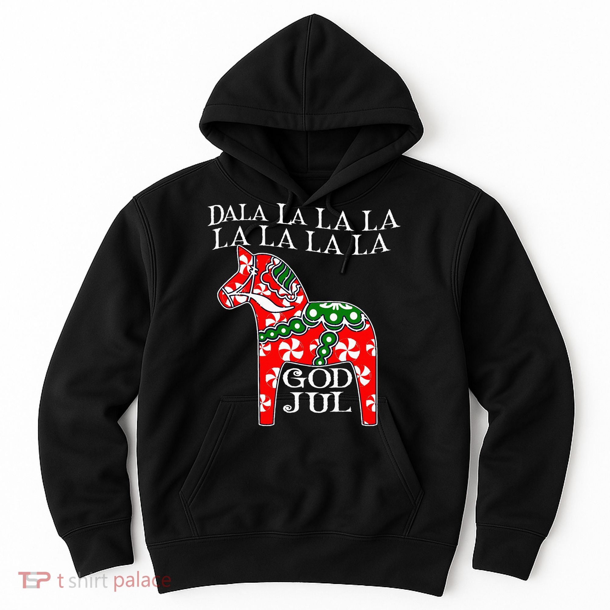 Funny Swedish Christmas God Jul Dala Horse Dalahost Hoodie