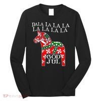 Funny Swedish Christmas God Jul Dala Horse Dalahost Long Sleeve Shirt thumb 0