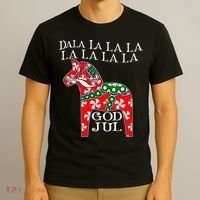 Funny Swedish Christmas God Jul Dala Horse Dalahost T-Shirt thumb 3