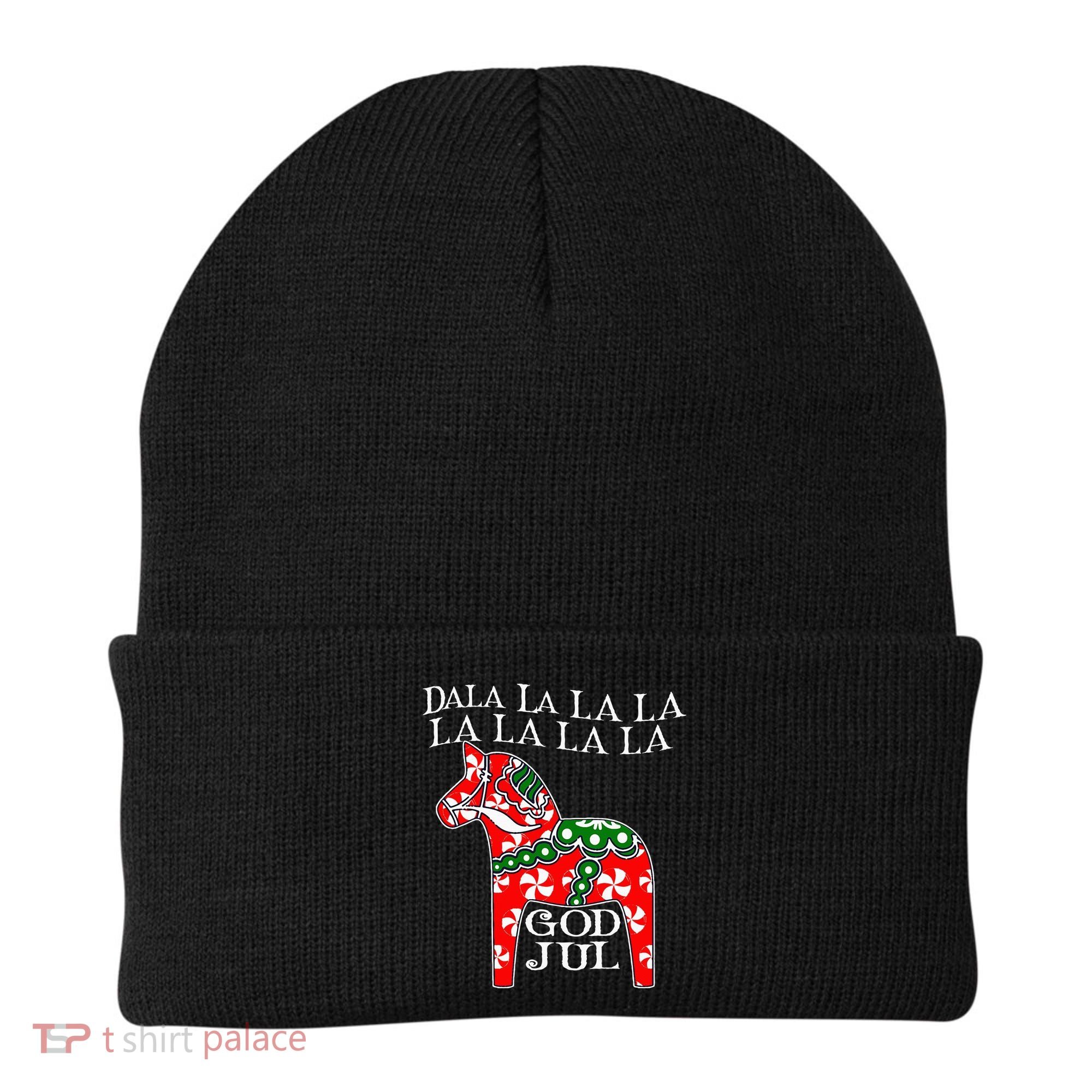 Funny Swedish Christmas God Jul Dala Horse Dalahost Beanie