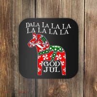 Funny Swedish Christmas God Jul Dala Horse Dalahost Coaster thumb 0