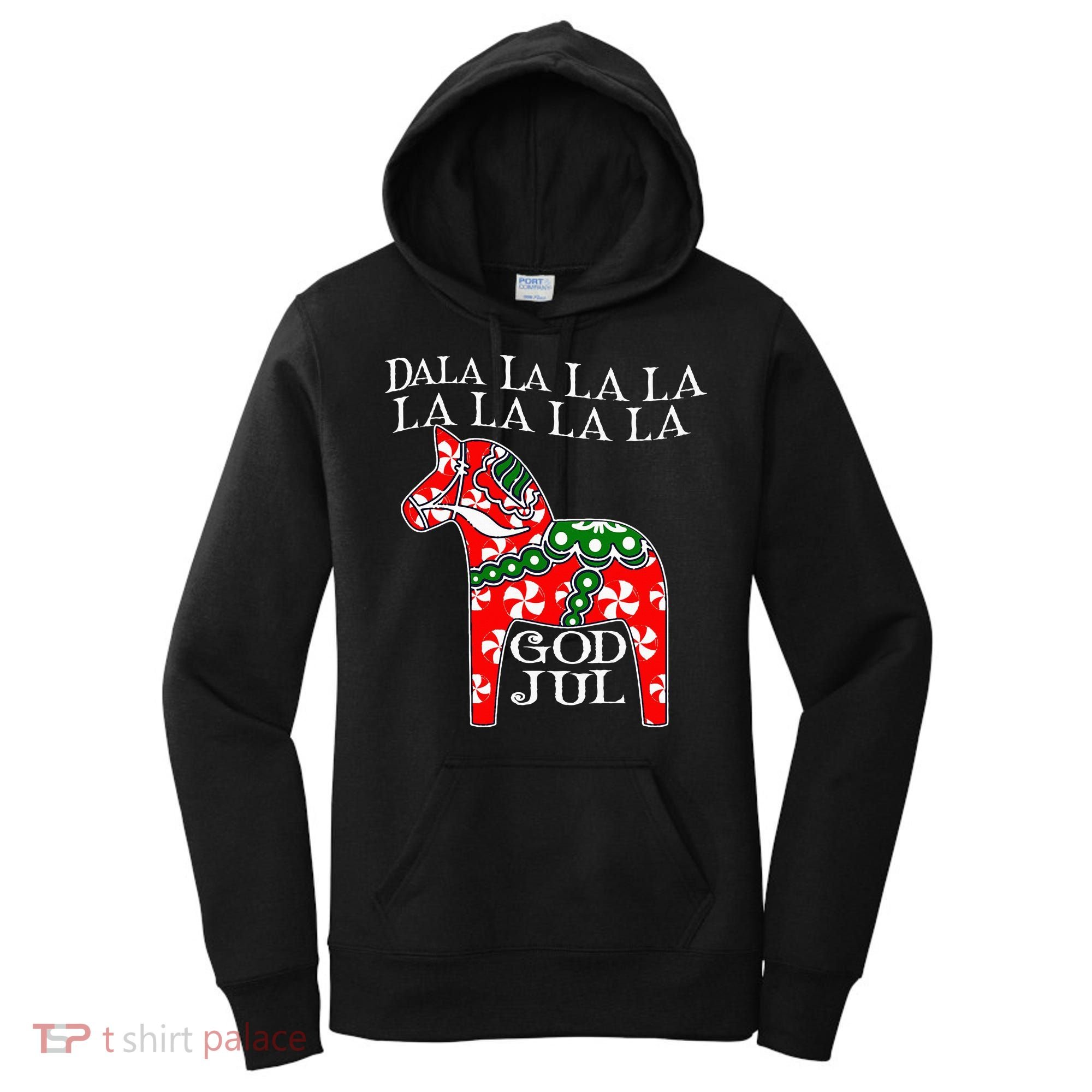 Funny Swedish Christmas God Jul Dala Horse Dalahost Women's Hoodie