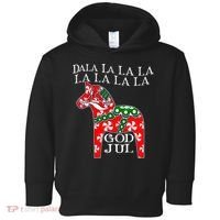 Funny Swedish Christmas God Jul Dala Horse Dalahost Toddler Hoodie thumb 0