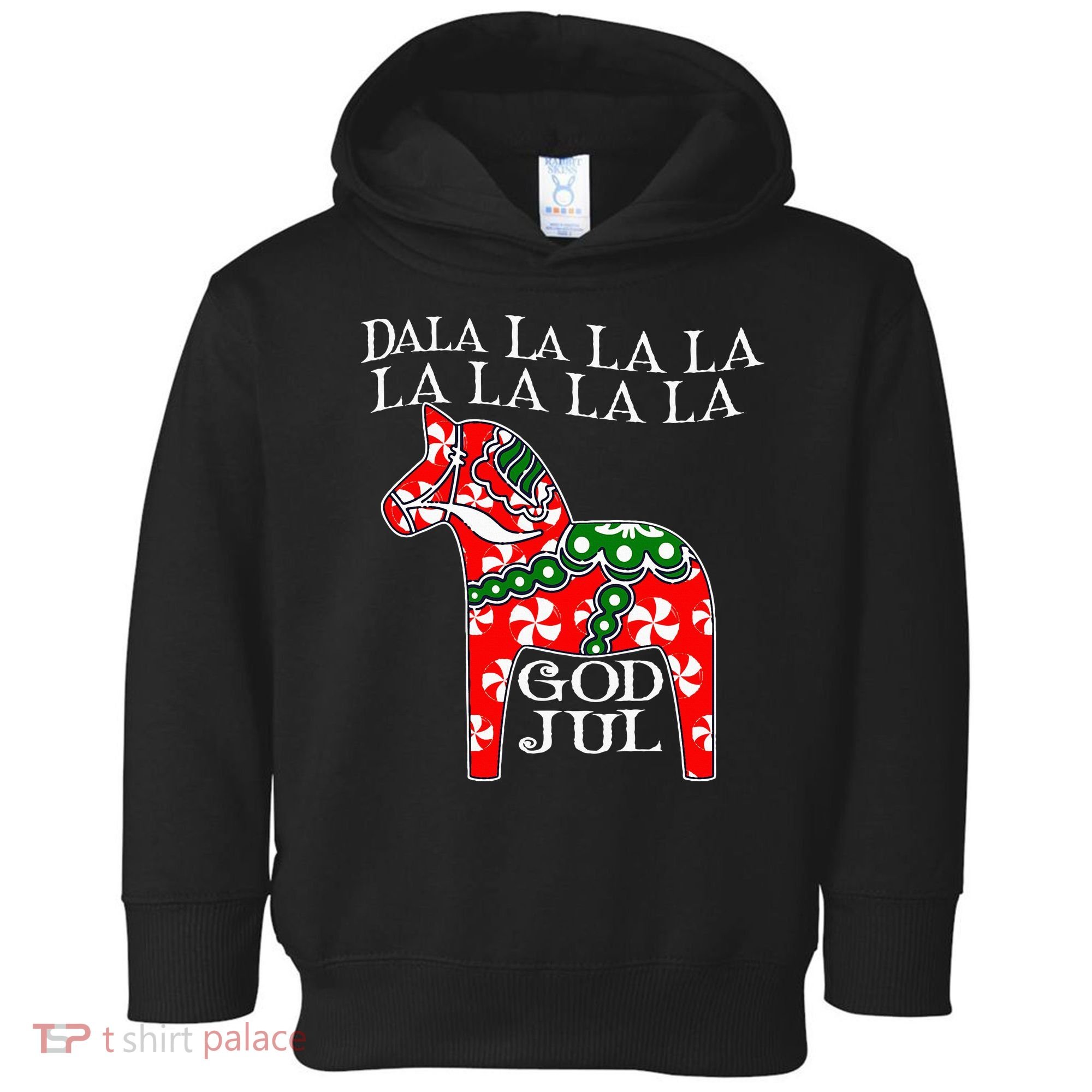 Funny Swedish Christmas God Jul Dala Horse Dalahost Toddler Hoodie
