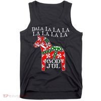 Funny Swedish Christmas God Jul Dala Horse Dalahost Tank Top thumb 0