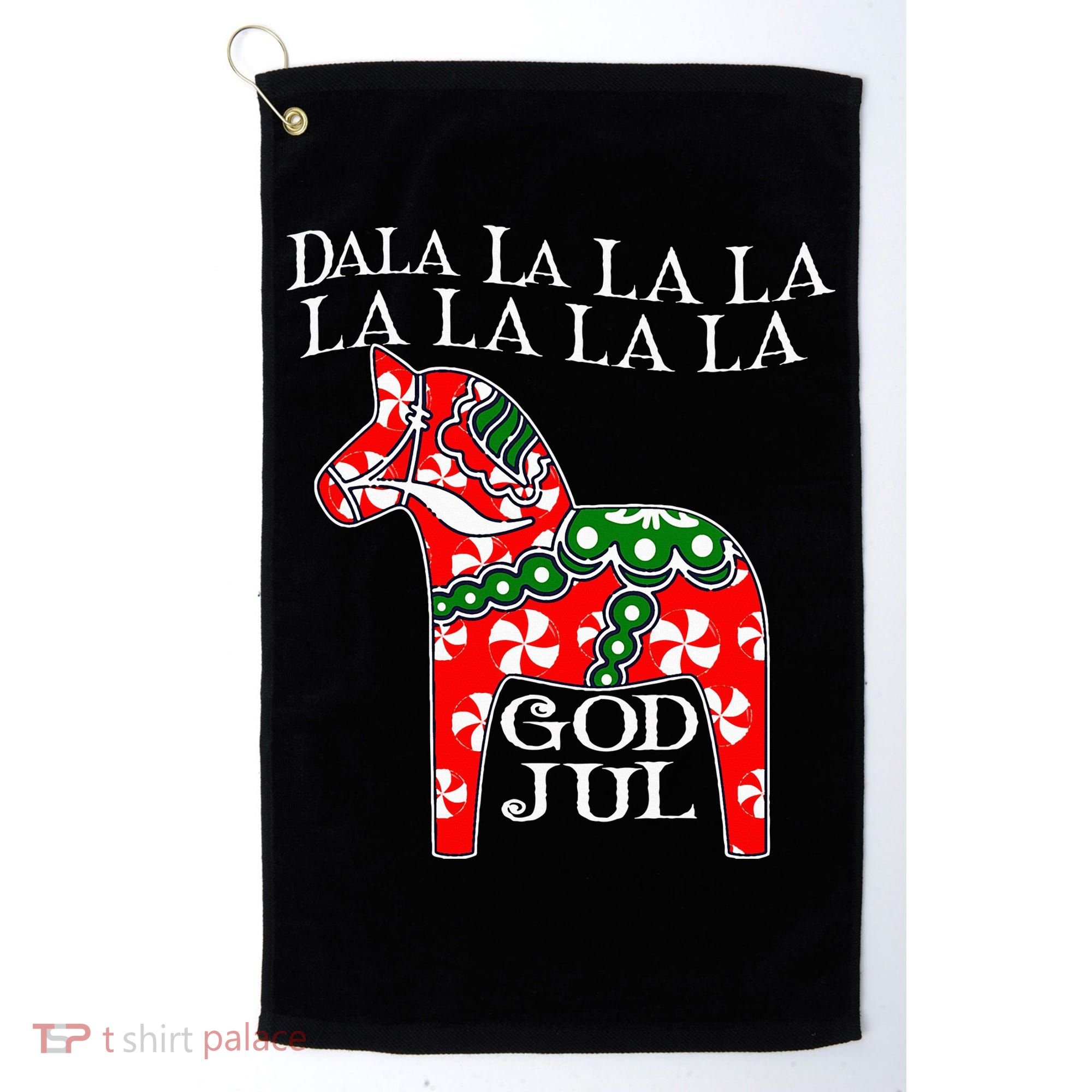 Funny Swedish Christmas God Jul Dala Horse Dalahost Golf Towel