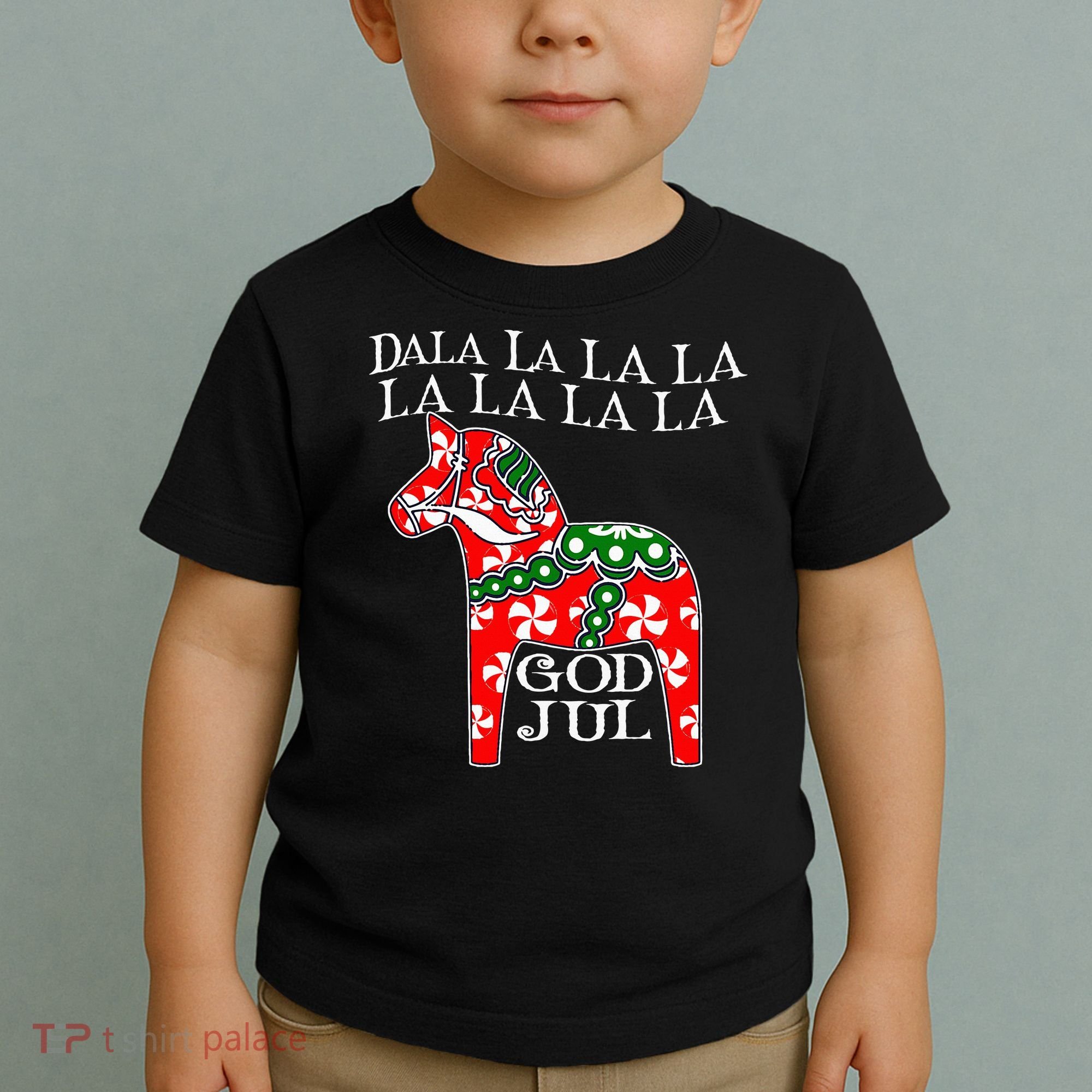 Funny Swedish Christmas God Jul Dala Horse Dalahost Toddler T-Shirt