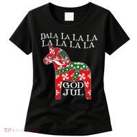 Funny Swedish Christmas God Jul Dala Horse Dalahost Women's T-Shirt thumb 0