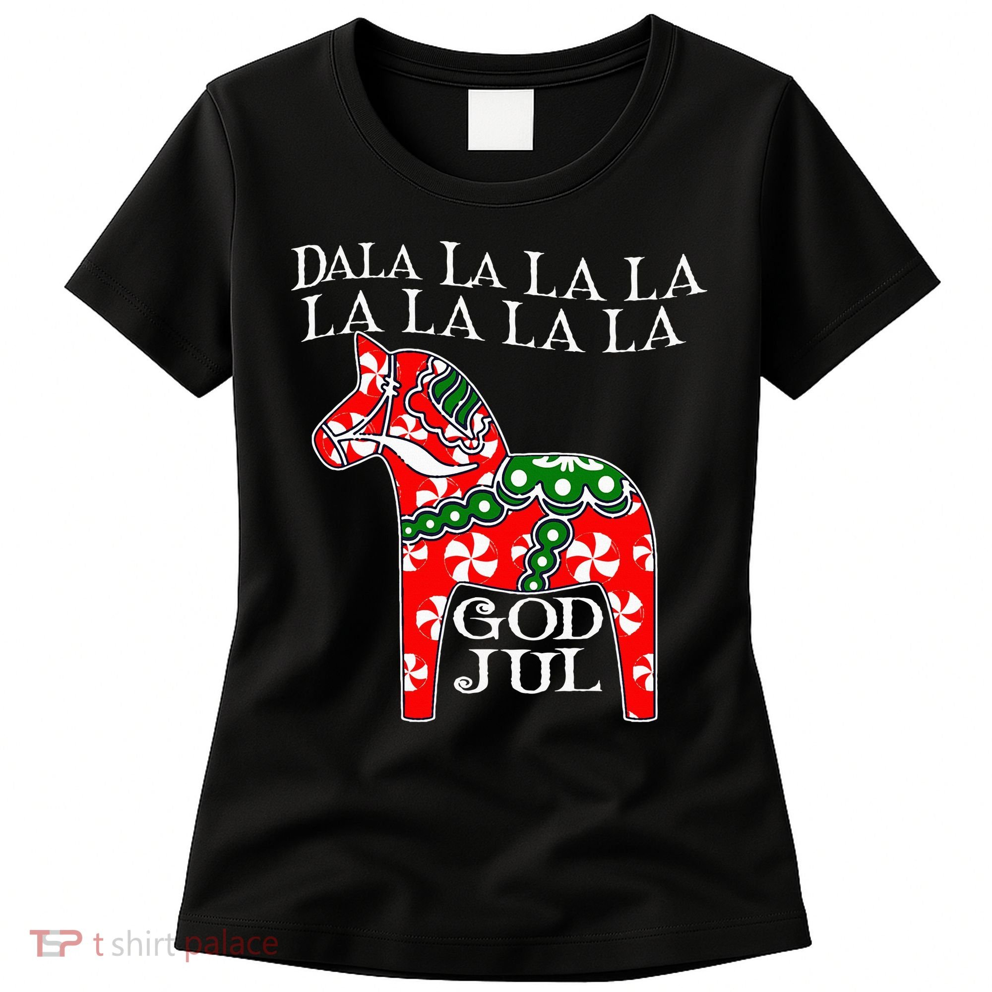 Funny Swedish Christmas God Jul Dala Horse Dalahost Women's T-Shirt