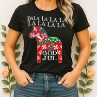 Funny Swedish Christmas God Jul Dala Horse Dalahost Women's T-Shirt thumb 2