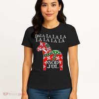Funny Swedish Christmas God Jul Dala Horse Dalahost Women's T-Shirt thumb 4