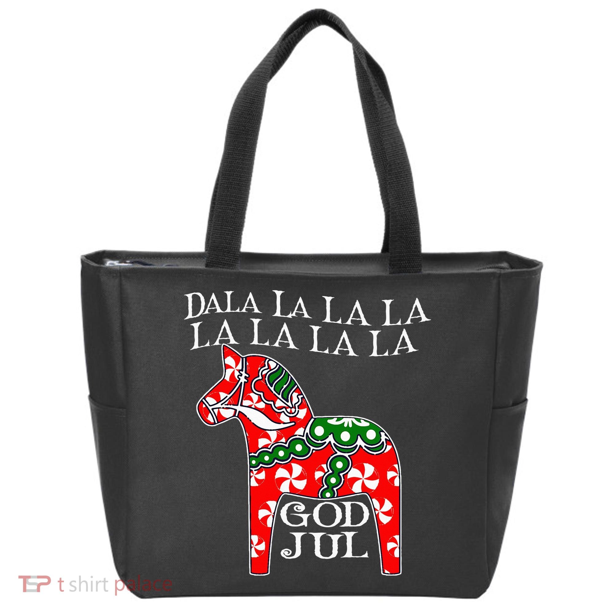 Funny Swedish Christmas God Jul Dala Horse Dalahost Tote Bag