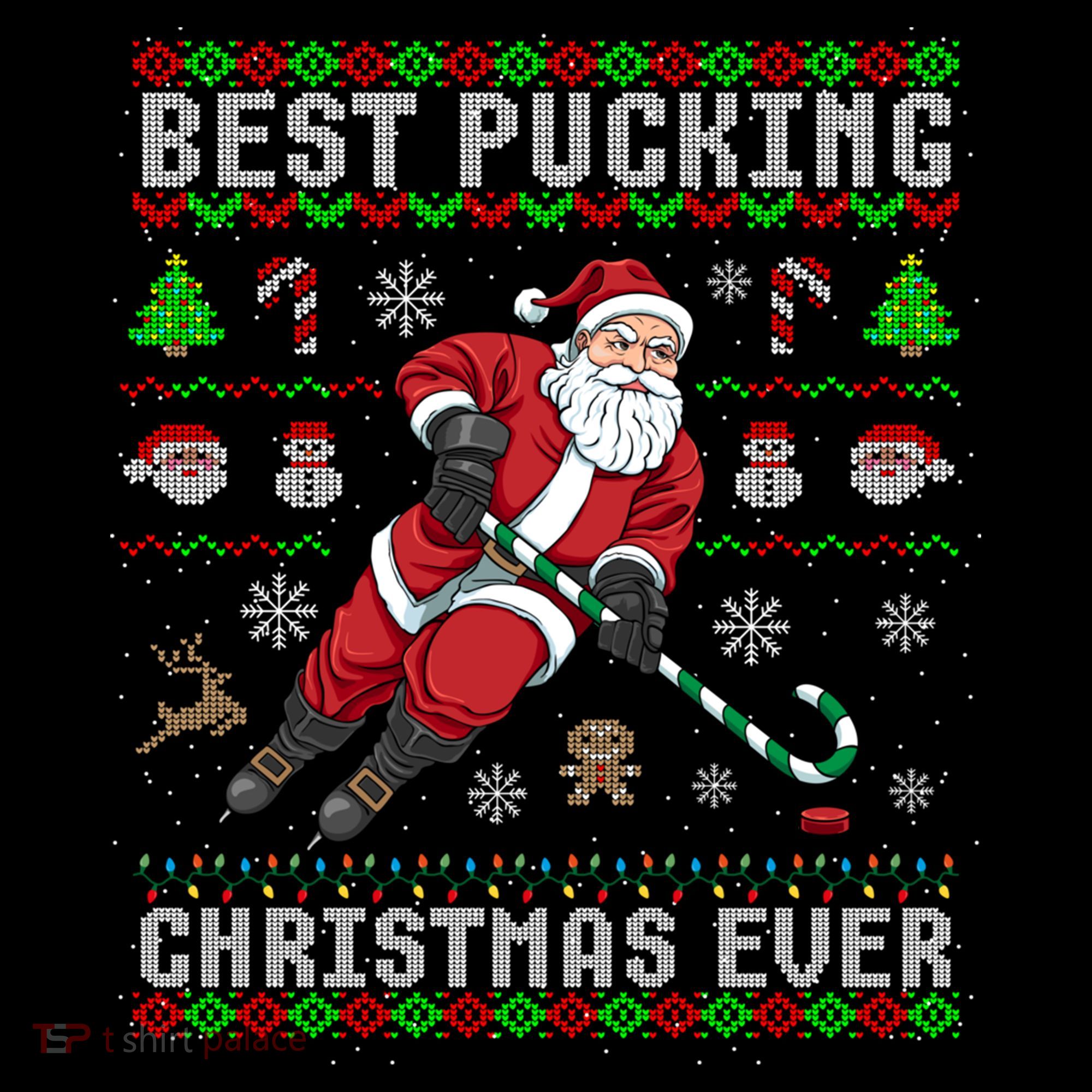 Funny Santa Claus Ugly Christmas Ice Hockey Best Pucking Gift Coffee Mug