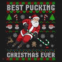 Funny Santa Claus Ugly Christmas Ice Hockey Best Pucking Gift Ornament thumb 1