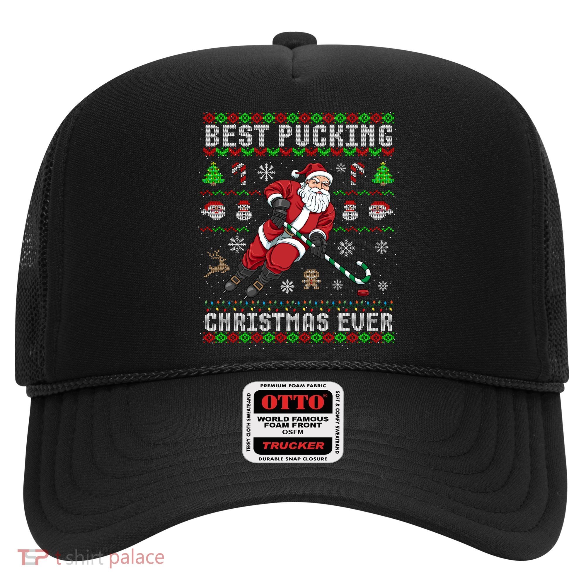 Funny Santa Claus Ugly Christmas Ice Hockey Best Pucking Gift Hat